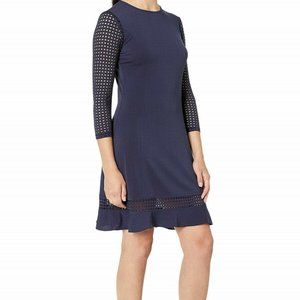 BNWT Michael Kors Crepe-Jersey &Mesh Flounce Dress